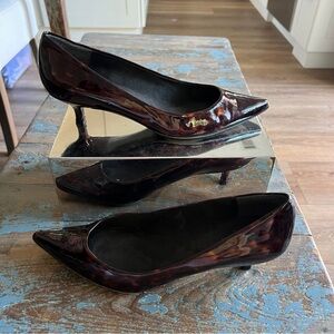 EUC Stuart Weitzman - Dark Cheetah Print, kitten Heels with OG shoe bag